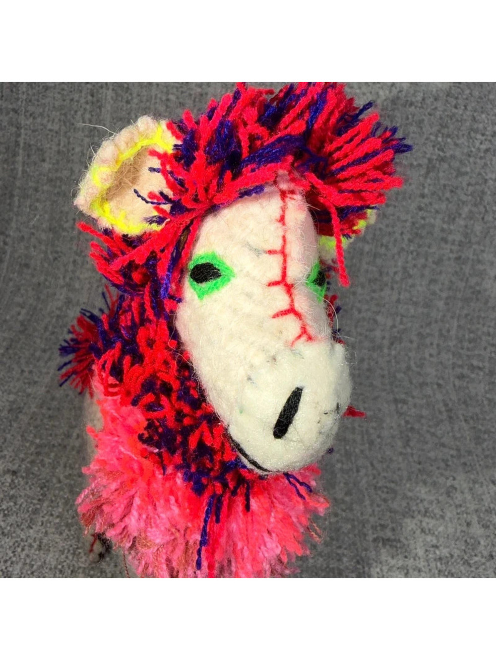 Mexican Folk Art Wool Llama Alpaca Handwoven Textile Yarn Animal Figurine